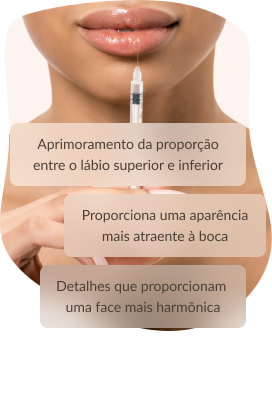 Preencheimento Labial, proporciona uma aparência mais atraente á sua boca.