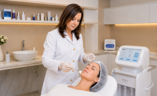 Dermatologista Alciara Lima fazendo Peeling Facial em uma paciente